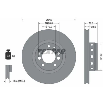 Imagem de Disco de travão TEXTAR 92070900 frente/ventilado/1 peça