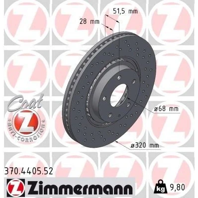 Imagem de ZIMMERMANN 370.4405.52 Disco de travão 320 28 6/5 5 114 ventilado fora, perfurado revestido alto carbono MAZDA: 6 Carrinha, Sedan, CX II