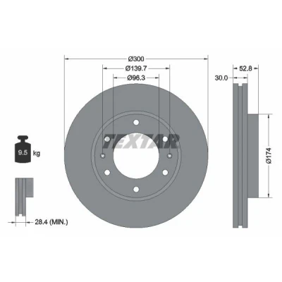 Imagem de TEXTAR 92203800 Disco de travão 300 30 06/08 139,7 interior ventilado sem pernos fixação da roda, cubo roda