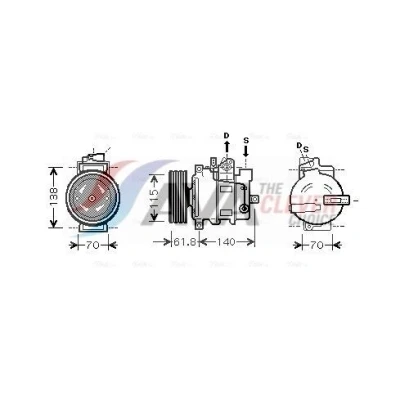 Imagem de AVA COOLING SYSTEMS AIAK263 compressor 7SEU16C 12V PAG 46 R134a com óleo de PAG, embraiagem magnética, sem díodo AUDI: A8 D3