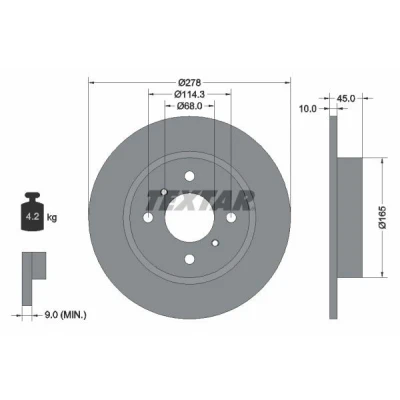 Imagem de TEXTAR 92128700 Disco de travão 278 10 04/06 114,3 cheio sem pernos fixação da roda, cubo roda NISSAN: Primera Sedan, Hatchback