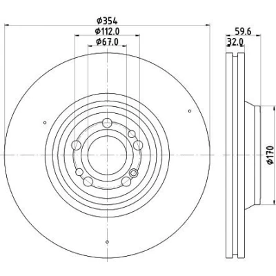 Imagem de HELLA 8DD 355 132 221 Disco de travão 354 32 05/08 112 interior ventilado revestido alto carbono sem pernos fixação da roda, cubo roda