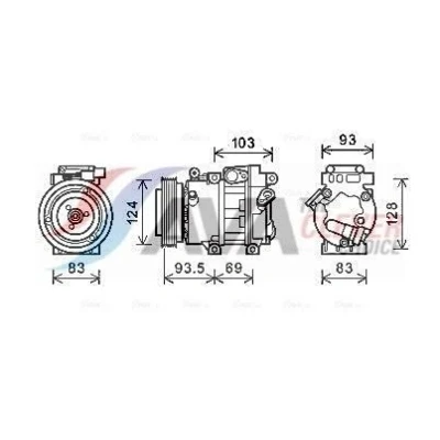 Imagem de AVA COOLING SYSTEMS HYAK238 compressor VS18 12V R134a com óleo de PAG, embraiagem magnética, sem díodo