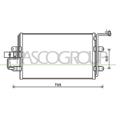 Imagem de PRASCO AD016C003 Condensador 13 12 Alumínio 547 R 134a VOLKSWAGEN: Golf 4, Bora Sedan, New Beetle Hatchback, AUDI: A3 Hatchback