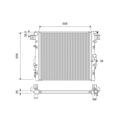 Imagem de VALEO Radiador, arrefecimento do motor Alumínio 558mm 508mm 26mm sem regulador líquido de refrigeração Aletas soldadas 701417