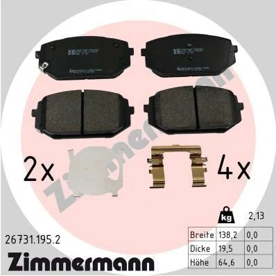 Imagem de ZIMMERMANN 26731.195.2 Jogo de pastilhas para travão disco HYUNDAI: Tucson