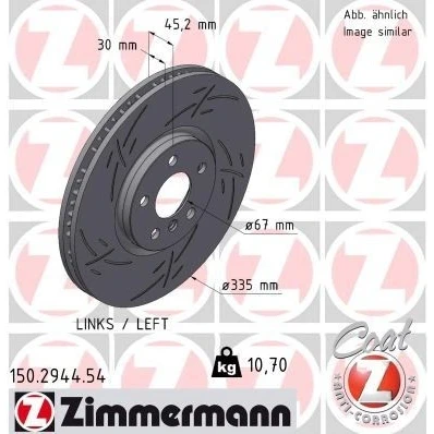 Imagem de ZIMMERMANN 150.2944.54 Disco de travão 335 30 6/5 5 112 interior ventilado, fendido revestido alto carbono MINI: Clubman, Hatchback, Cabrio