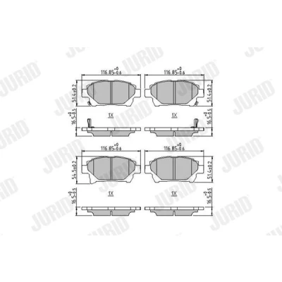 Imagem de JURID 572618J Jogo de pastilhas para travão disco com avisador sonoro desgaste sem acessórios TOYOTA: iQ