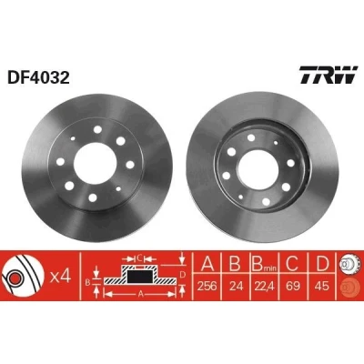 Imagem de TRW DF4032 Disco de travão 256 24 4 111 ventilado pintado MITSUBISHI: Space Runner I