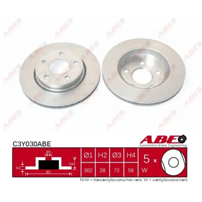 Imagem de ABE C3Y030ABE Disco de travão Eixo dianteiro 302 28 5 ventilado JEEP: WRANGLER 3