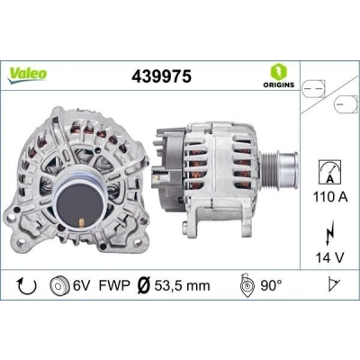 Imagem de VALEO 439975 Alternador 14V 110A VOLKSWAGEN: Golf 5, Polo V Hatchback, 7, SKODA: Octavia 3 Combi, Rapid SEAT: Ibiza 4