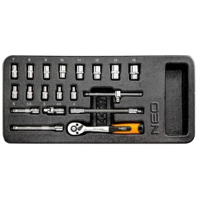 Imagem de NEO TOOLS 84 237 Módulo de ferramentas 19 4,4.5,5,5.5,6,7,8, 9,10,11,12,13,14 mm aço cromo vanádio Sextavado 1/4