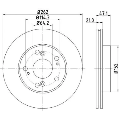 Imagem de HELLA PRO 8DD 355 115 341 Disco de travão 262 21 05/09 114,3 interior ventilado revestido sem pernos fixação da roda, cubo roda