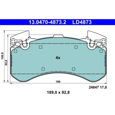 Imagem de ATE 13.0470 4873.2 Jogo de pastilhas para travão disco preparado indicador aviso desgaste, excl. contacto desgaste