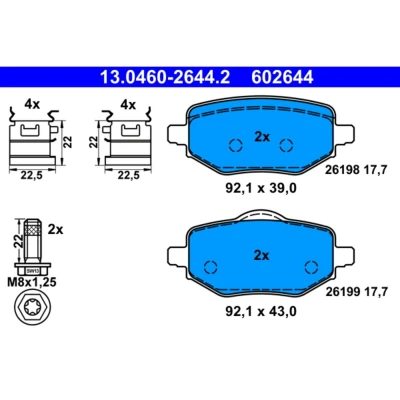 Imagem de ATE 13.0460 2644.2 Jogo de pastilhas para travão disco PEUGEOT: 2008 II, 208 II Hatchback, OPEL: Corsa F CITROËN: C4 III Hatchback