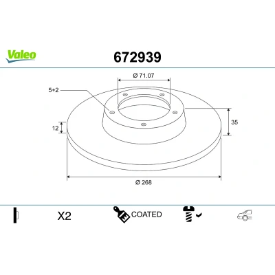 Imagem de VALEO Disco de travão PEUGEOT: 308 SW 2, II Hatchback, 3008 SUV, CITROËN: C4 Grand Picasso Spacetourer, Berlingo Van 672939