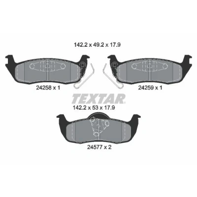 Imagem de TEXTAR 2425801 Jogo de pastilhas para travão disco com avisador sonoro desgaste JEEP: GRAND CHEROKEE 3, Commander