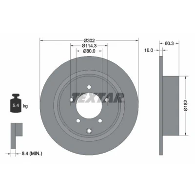 Imagem de TEXTAR PRO 92177303 Disco de travão 302 10 05/06 114,3 cheio revestido sem pernos fixação da roda, cubo roda MITSUBISHI: OUTLANDER 3