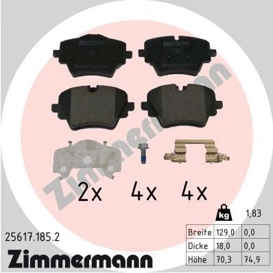 Imagem de ZIMMERMANN 25617.185.2 Jogo de pastilhas para travão disco
