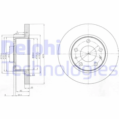 Imagem de DELPHI BG3752 Disco de travão 276 22 5 cheio oleado não tratado sem o rolamento da roda, anel sensor do ABS IVECO: DAILY 3