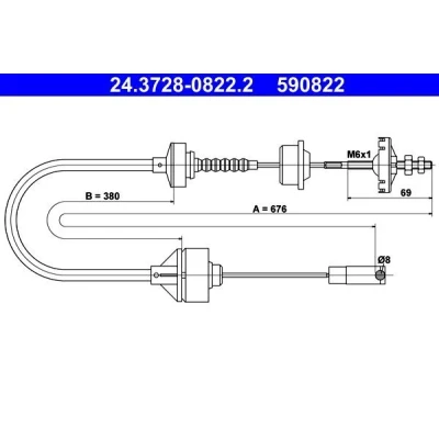 Imagem de ATE 24.3728 0822.2 Cabo de Embreagem PEUGEOT: 306 Hatchback, Carrinha