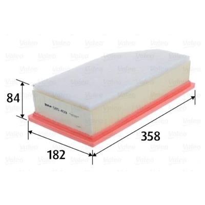 Imagem de VALEO 585459 Filtro de ar 84 182 358 Cartucho filtrante PEUGEOT: 407 SW, Sedan, Coupe, CITROËN: C5 III Carrinha, 3, C6 Sedan
