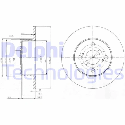 Imagem de DELPHI BG4050 Disco de travão 240 10 4 cheio oleado não tratado sem o rolamento da roda, anel sensor do ABS TOYOTA: Corolla VIII Liftback