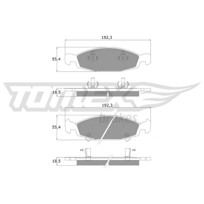 Imagem de TOMEX brakes TX 14 89 Jogo de pastilhas para travão disco Eixo dianteiro com avisador sonoro desgaste JEEP: GRAND Cherokee 2, II