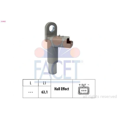 Imagem de FACET 9.0463 Sensor Made in Italy OE Equivalent PEUGEOT: 207 Hatchback, 307 Carrinha, 107 CITROËN: C3 I TOYOTA: Aygo