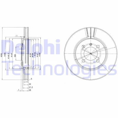 Imagem de DELPHI Disco de travão BMW: 3 Sedan, Cabrio 260mm 22mm 4 ventilado oleado não tratado BG2347 34111154749,34111154750,34111160847,34111160915