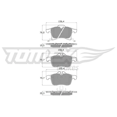 Imagem de TOMEX brakes TX 13 00 Jogo de pastilhas para travão disco Eixo dianteiro preparado indicador aviso desgaste OPEL: Astra H Hatchback