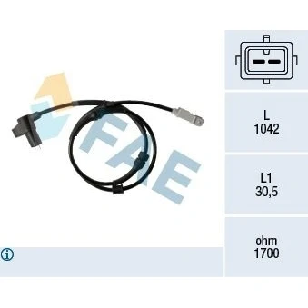 Imagem de FAE 78347 Sensor de ABS com cabo inductivo 2pólos 1042mm