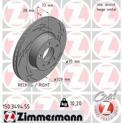 Imagem de ZIMMERMANN 150.3494.55 Disco de travão 328 28 6/5 5 120 interior ventilado, fendido revestido alto carbono BMW: X3, X4