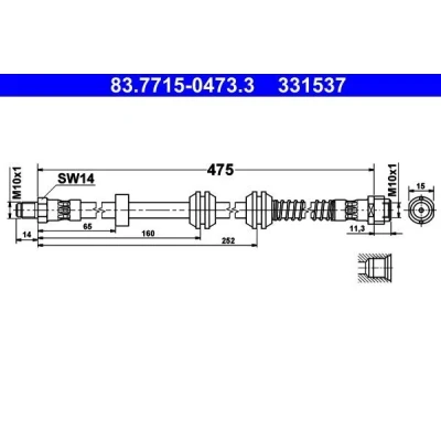 Imagem de ATE 83.7715 0473.3 Mangueira de Travão 475 M10x1