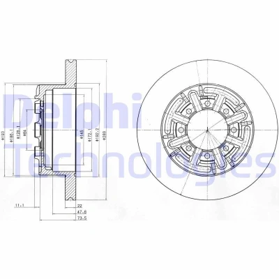 Imagem de DELPHI BG4171 Disco de travão 289 22 8 cheio oleado não tratado sem o rolamento da roda, anel sensor do ABS IVECO: DAILY 3