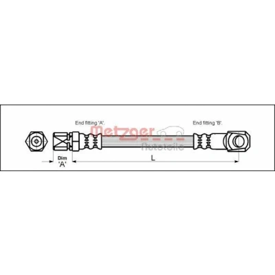 Imagem de METZGER 4117018 Mangueira de Travão 280 FIAT: Panda I Hatchback, 127 Hatchback