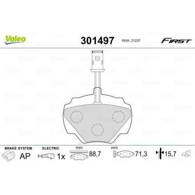 Imagem de VALEO 301497 Jogo de pastilhas para travão disco FIRST Eixo traseiro incl. contacto aviso desgaste com chapa anti ruído