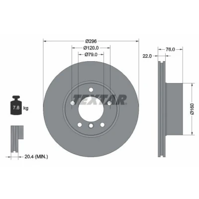 Imagem de TEXTAR PRO+ 92075005 Disco de travão 296 22 05/06 120 interior ventilado revestido alto carbono sem pernos fixação da roda, cubo roda