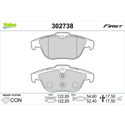 Imagem de VALEO 302738 Jogo de pastilhas para travão disco Eixo traseiro excl. contacto aviso desgaste com chapa anti ruído