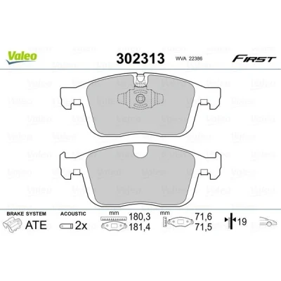 Imagem de VALEO 302313 Jogo de pastilhas para travão disco Eixo dianteiro incl. contacto aviso desgaste com chapa anti ruído VOLVO: XC60 I, 240 Sedan