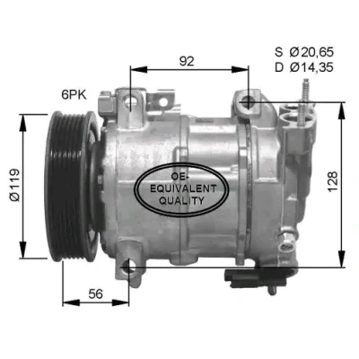 Imagem de NRF 32593 compressor 6SEL16C 12 PAG 46 com óleo de PAG, retentor PEUGEOT: 5008 I, 3008 II, CITROËN: Berlingo DS5 Hatchback