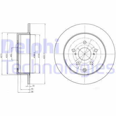 Imagem de DELPHI BG4237 Disco de travão 298 10 5 cheio oleado não tratado sem o rolamento da roda, anel sensor do ABS