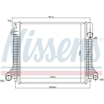 Imagem de NISSENS 62798 Radiador, arrefecimento do motor Alumínio 570 528 40 sem aro Aletas de refrigeração soldadas