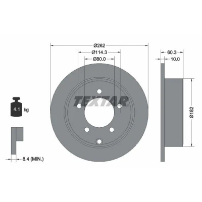 Imagem de TEXTAR PRO 92202903 Disco de travão 262 10 05/06 114,3 cheio revestido sem pernos fixação da roda, cubo roda JEEP: Patriot, DODGE: Caliber