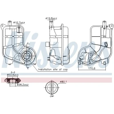 Imagem de NISSENS 996287 Depósito de Compensação Refrigerante 1,6 com capa, sensor AUDI: A4 B6 Avant, Sedan, B7 Avant