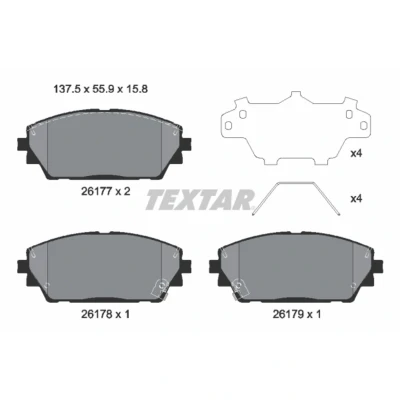 Imagem de TEXTAR 2617701 Jogo de pastilhas para travão disco com avisador sonoro desgaste acessórios MAZDA: 3 Hatchback