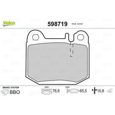 Imagem de VALEO 598719 Jogo de pastilhas para travão disco Eixo traseiro excl. contacto aviso desgaste sem chapa anti ruído MERCEDES BENZ: Classe ML