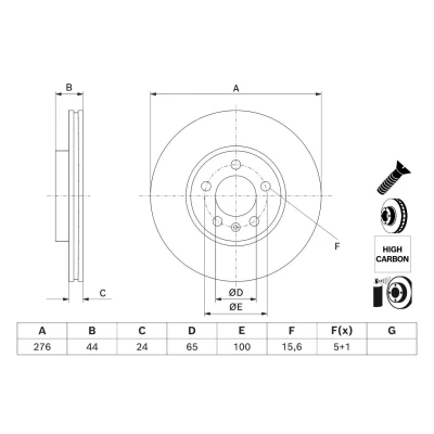 Imagem de BOSCH Disco de travão SEAT: IBIZA 5, Arona, VOLKSWAGEN: Polo VI, T Cross, SKODA: Fabia IV Hatchback 0 986 479 H71 2Q0615301H Discos