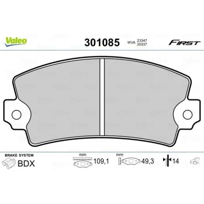 Imagem de VALEO 301085 Jogo de pastilhas para travão disco FIRST Eixo traseiro excl. contacto aviso desgaste sem chapa anti ruído