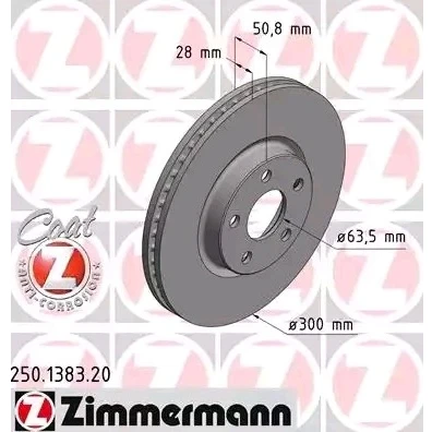 Imagem de ZIMMERMANN COAT Z 250.1383.20 Disco de travão 300 28 5/5 5 108 interior ventilado revestido FORD: S Max Mk2